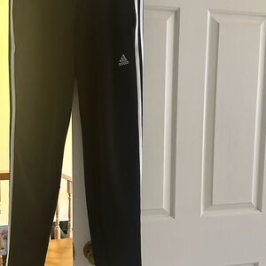 Adidas Black Track Pants with White Stripes